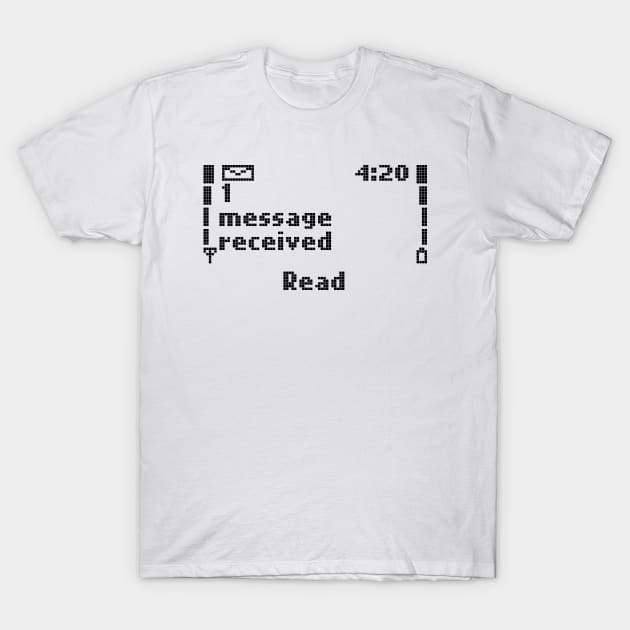 One Message Received (Black Pixels) T-Shirt by inotyler